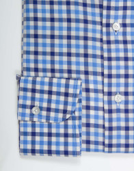 Patrick Hellmann Collection White Shirt With Blue Checks Gingham Pattern thumbnail 4
